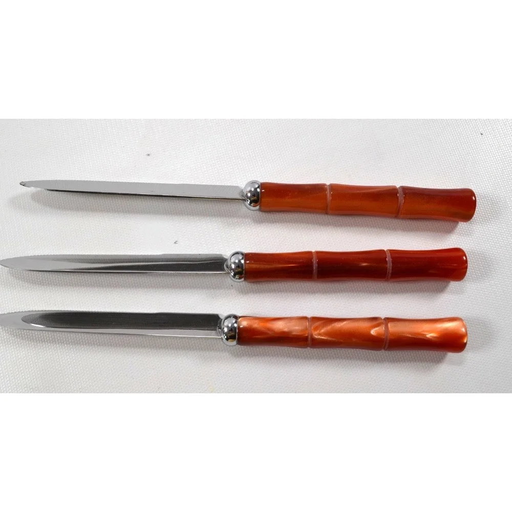INOX 18/10 Faux Bamboo‎ Flatware 11-Piece Resin Made in Italy Stainless Vintage